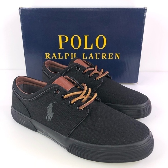POLO Ralph Lauren Canvas Faxon Low-Top Sneakers Men's Shoes DBlack